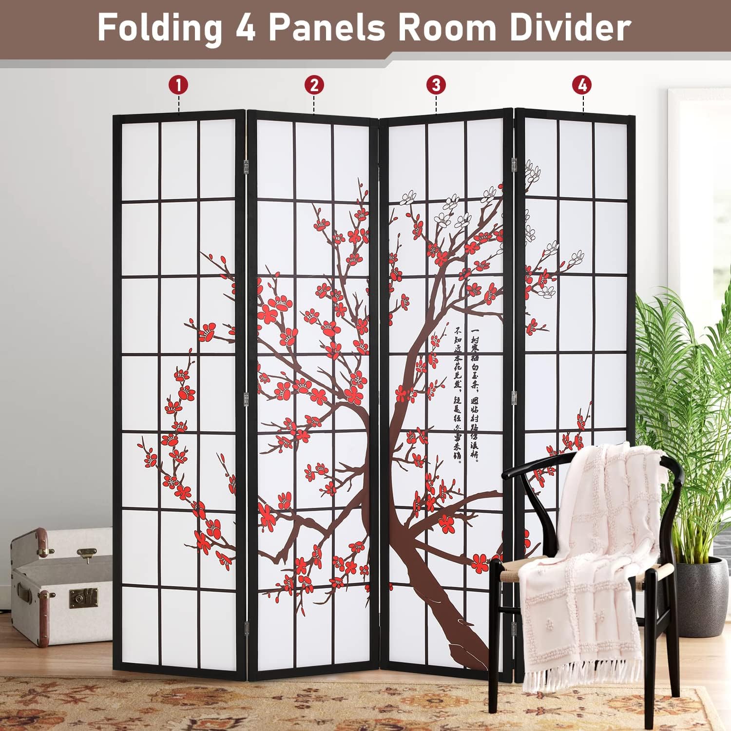 4 Panel Shoji Room Divider 6Ft - Shoji Screen Divider avis et prix