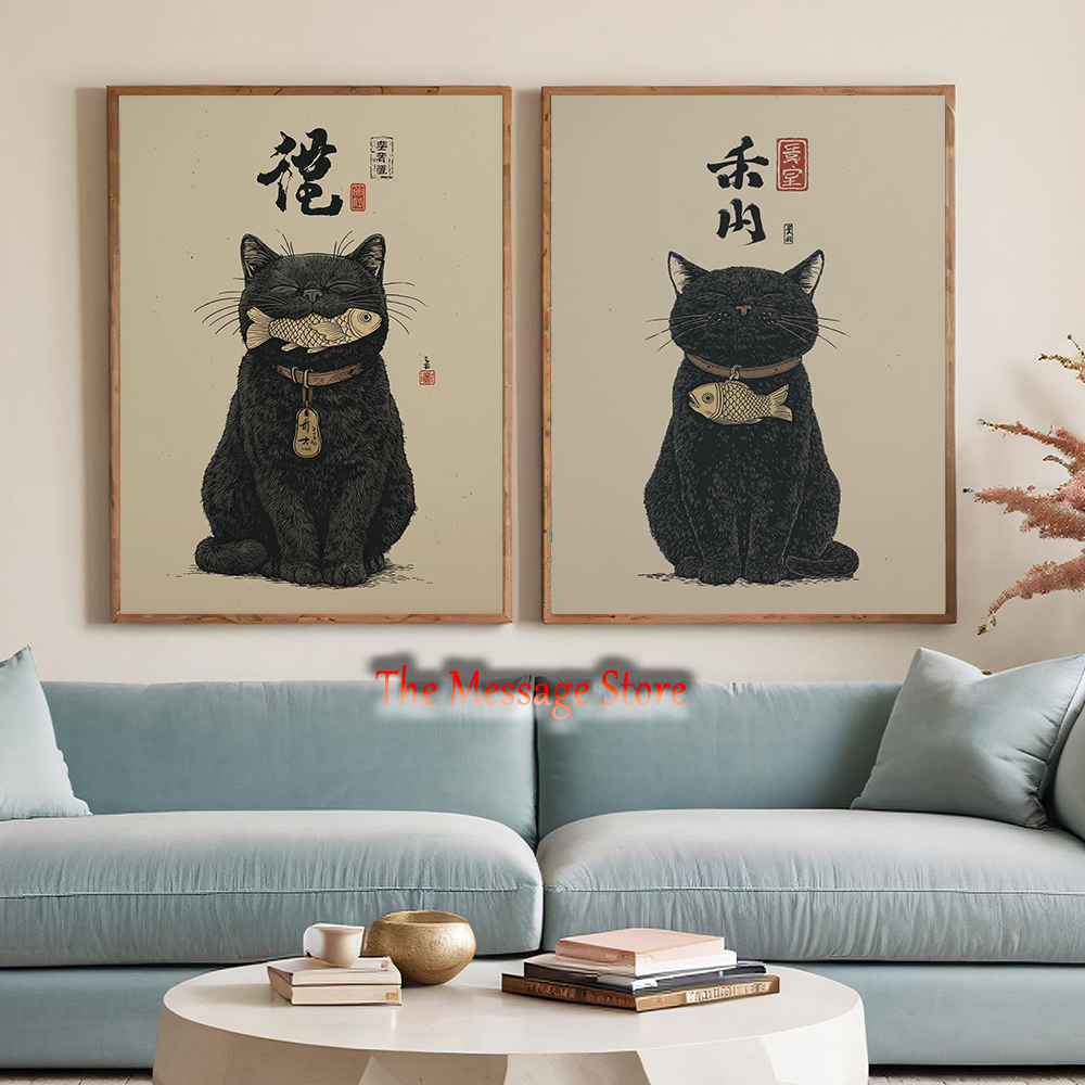 Black Lucky Cat Ukiyo-e Japane - Lifestyle Of Japanese avis et prix