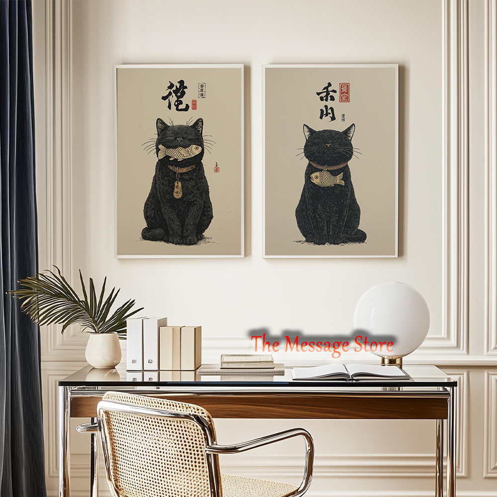 Black Lucky Cat Ukiyo-e Japane - Lifestyle Of Japanese avis et prix