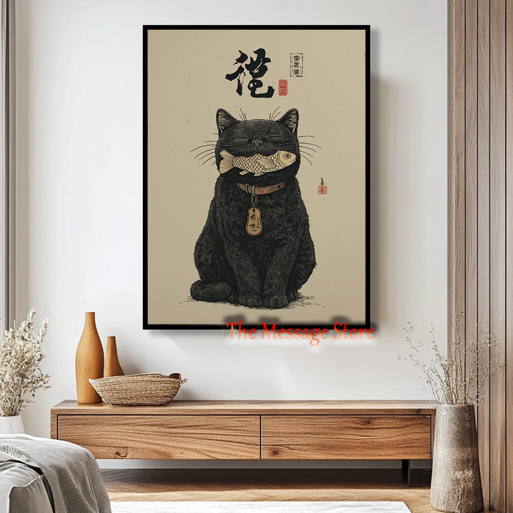 Black Lucky Cat Ukiyo-e Japane - Lifestyle Of Japanese avis et prix
