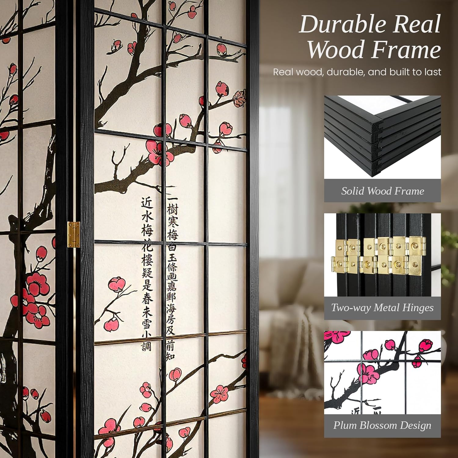 6-Panel Folding Room Divider P - Shoji Screen Divider avis et prix