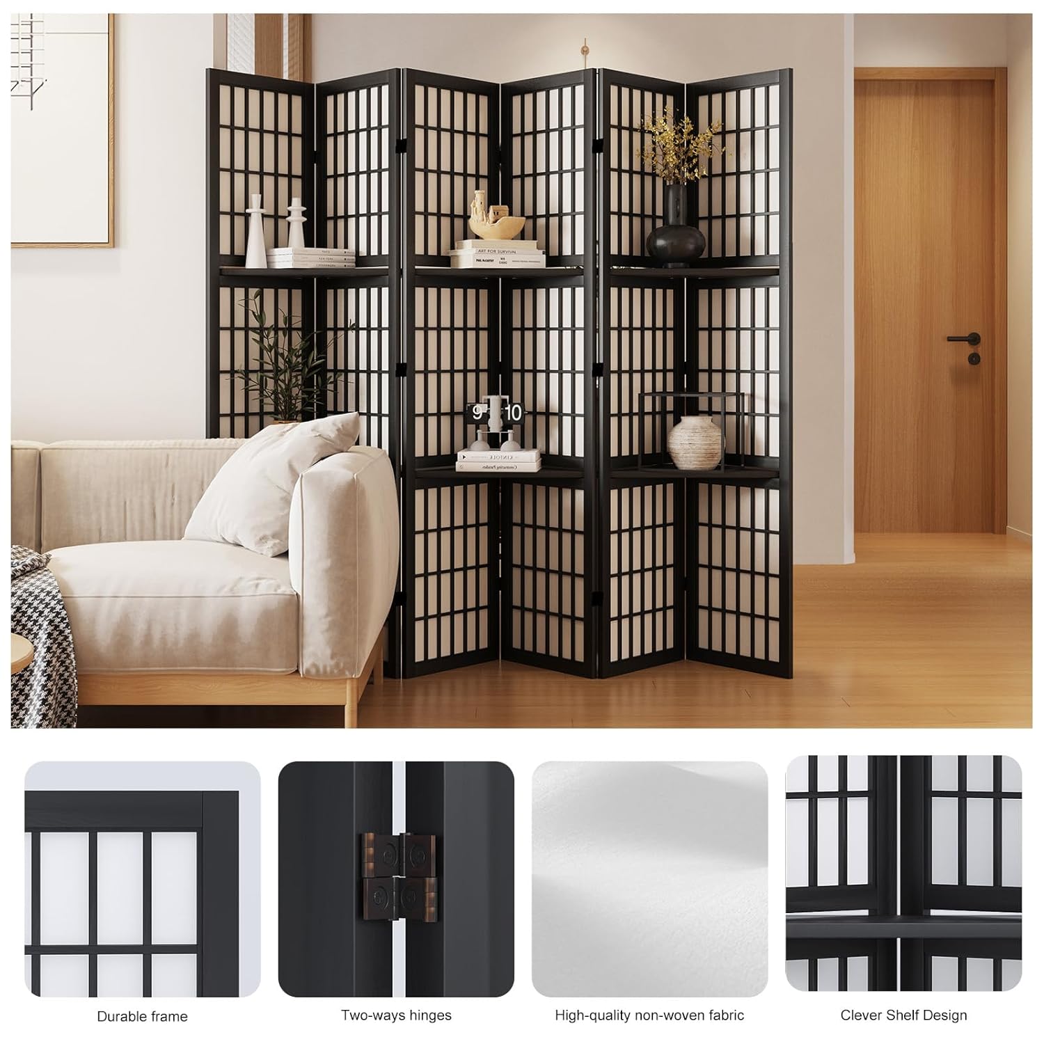 Room Divider with Shelves, 66. - Shoji Screen Divider avis et prix