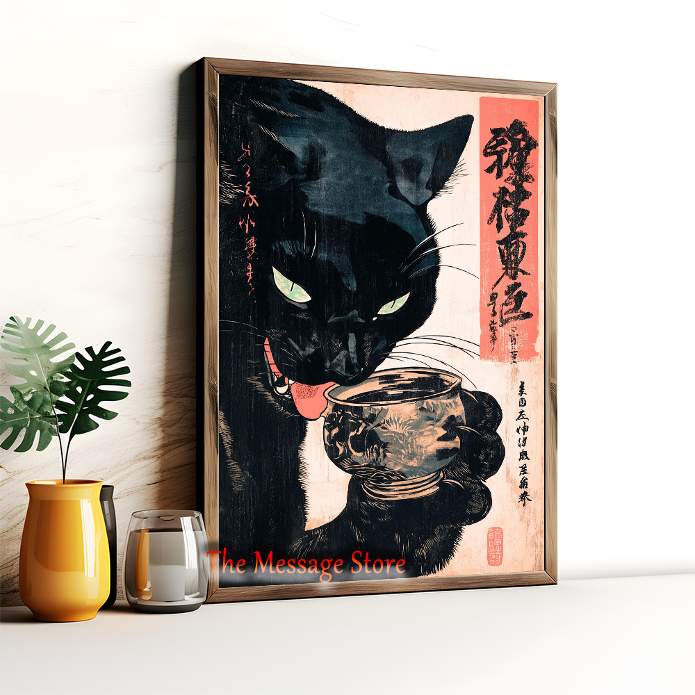 Japanese Quirky Cat Drinking A - Lifestyle Of Japanese avis et prix