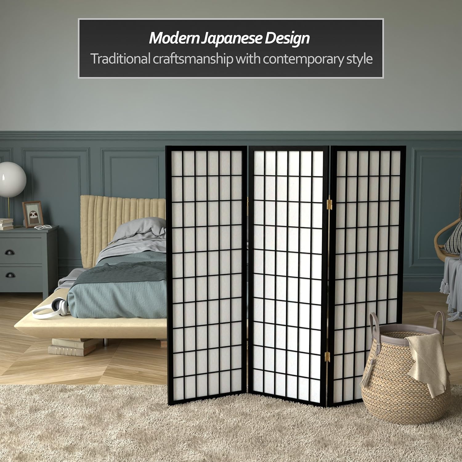 3-Panel Black Shoji Screen Roo - Shoji Screen Divider avis et prix
