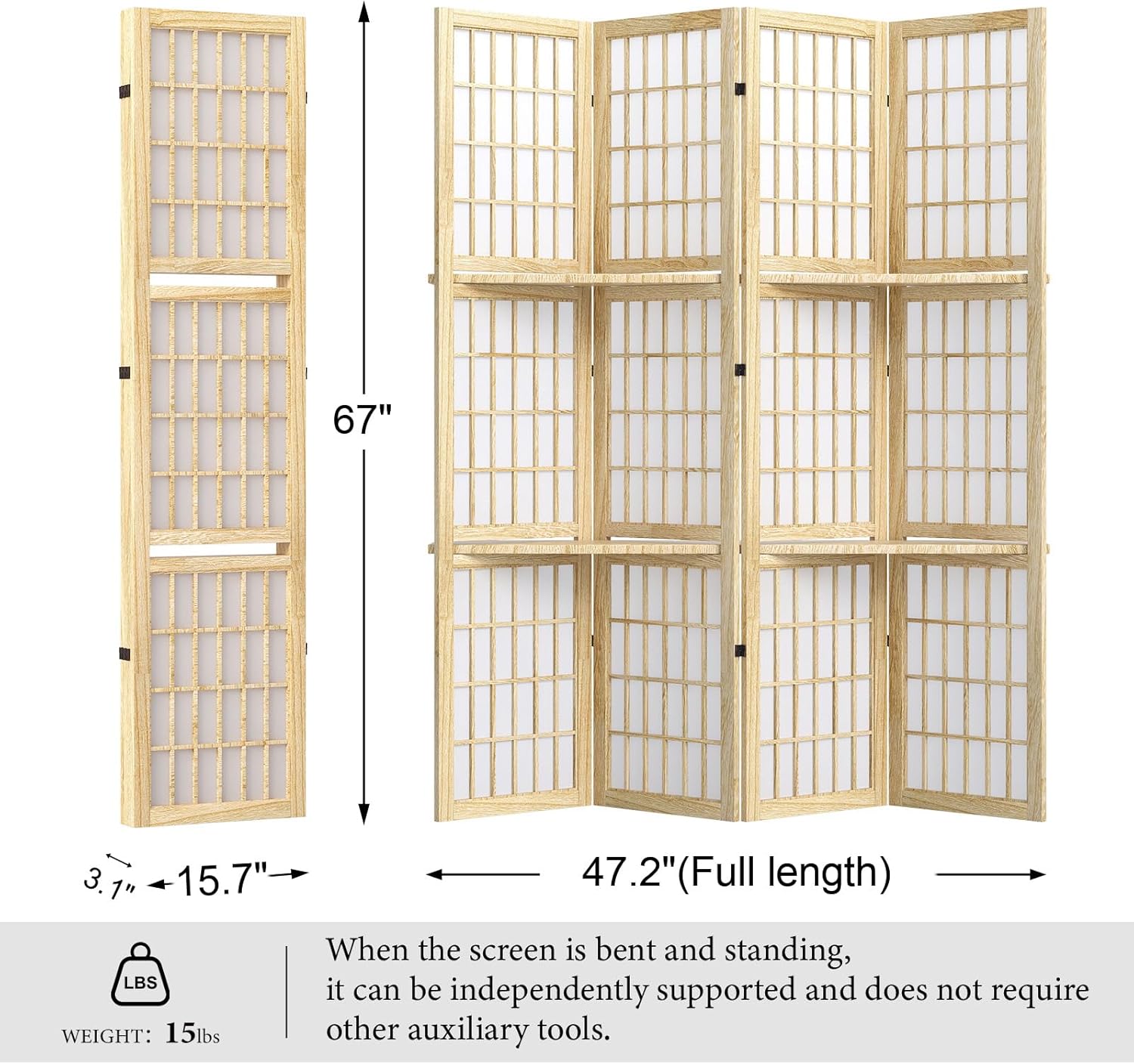 5.6FT Room Divider and Folding - Shoji Screen Divider avis et prix