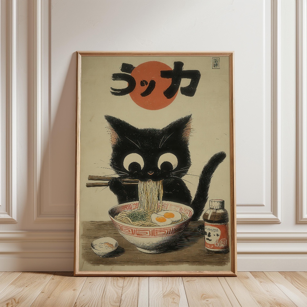 Black Cat Eating Ramen Rainy G - Lifestyle Of Japanese avis et prix