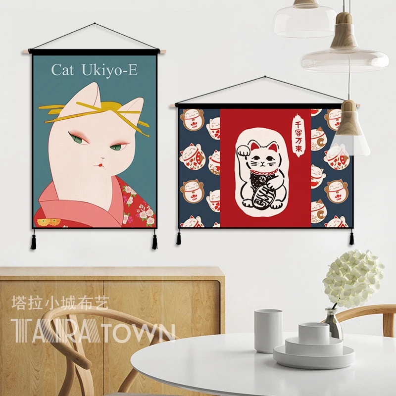 Japanese Lucky Cat Cloth Art A - Japanese Restaurant Lifestyle avis et prix